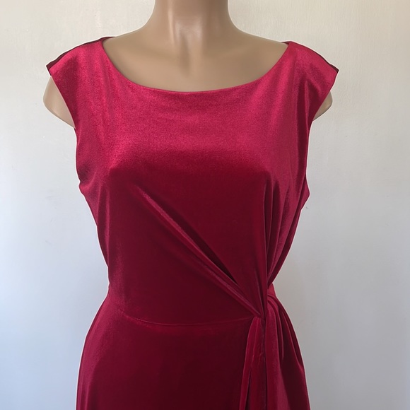 CHELSEA ROSE  🌹  red color Velvet  gorgeous womens midi DRESS size 12” - Picture 2 of 15
